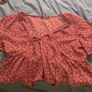 Shein Red and white flower design shirt, S: L